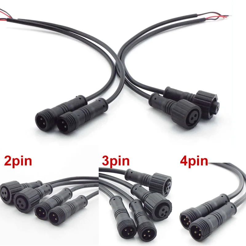 20cm 2pin 3pin 4 Pin IP65 DC female male connector power Cable Copper Wire waterproof Plug for LED Strips Jack diy car repair t1