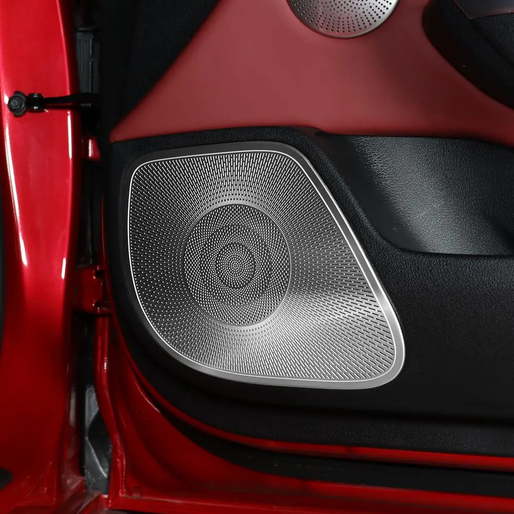 

4PC Automotive Door Speaker Protective Covers Silver Stainless Steel LHD/RHD For Kia Stinger 2018-2023 Interior Trim Accessories