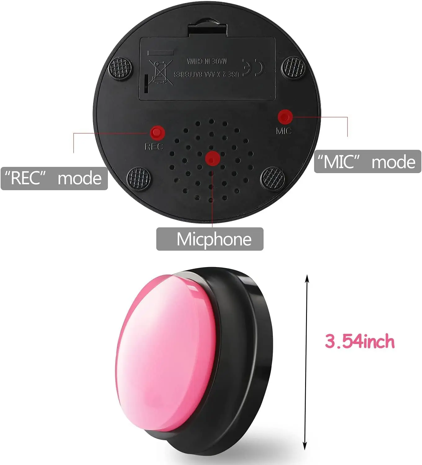 Voice Recording Button, Dog Buttons for Communication Pet Training Buzzer, 30 Second Record & Playback  recordable button