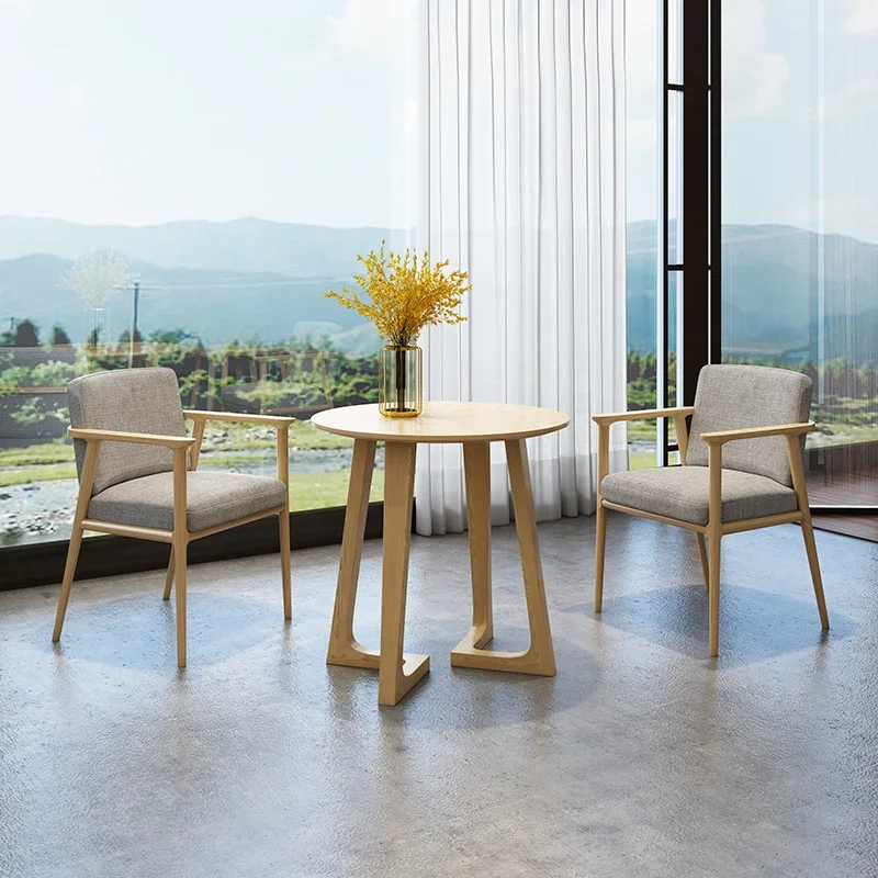 Solid wood leisure tables and chairs, hotel conference balcony chairs, small coffee tables, sales offices, negotiate small table