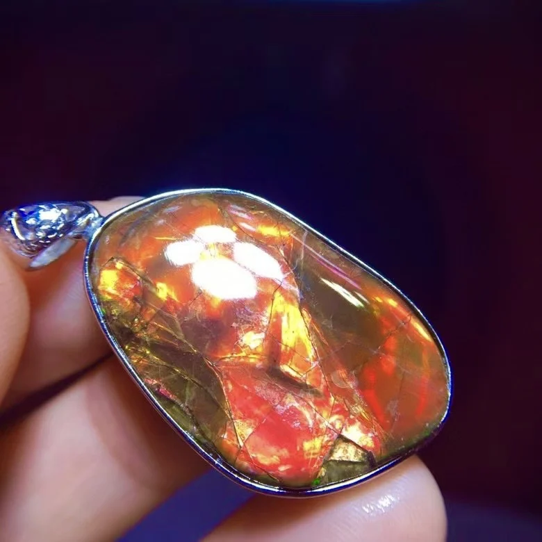 

Натуральный красный аммонит-аммолит, кулон 35.5/22.8 мм, драгоценный камень, зеленый аммолит, серебро 925 пробы, женское/мужское ожерелье, Канада, AAAAA