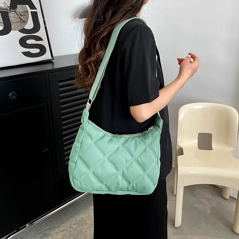 Green Shoulder Bags Women Solid Harajuku All-match Simple Multifunction Handbags Large Capacity Crossbody Bags for Women Purse