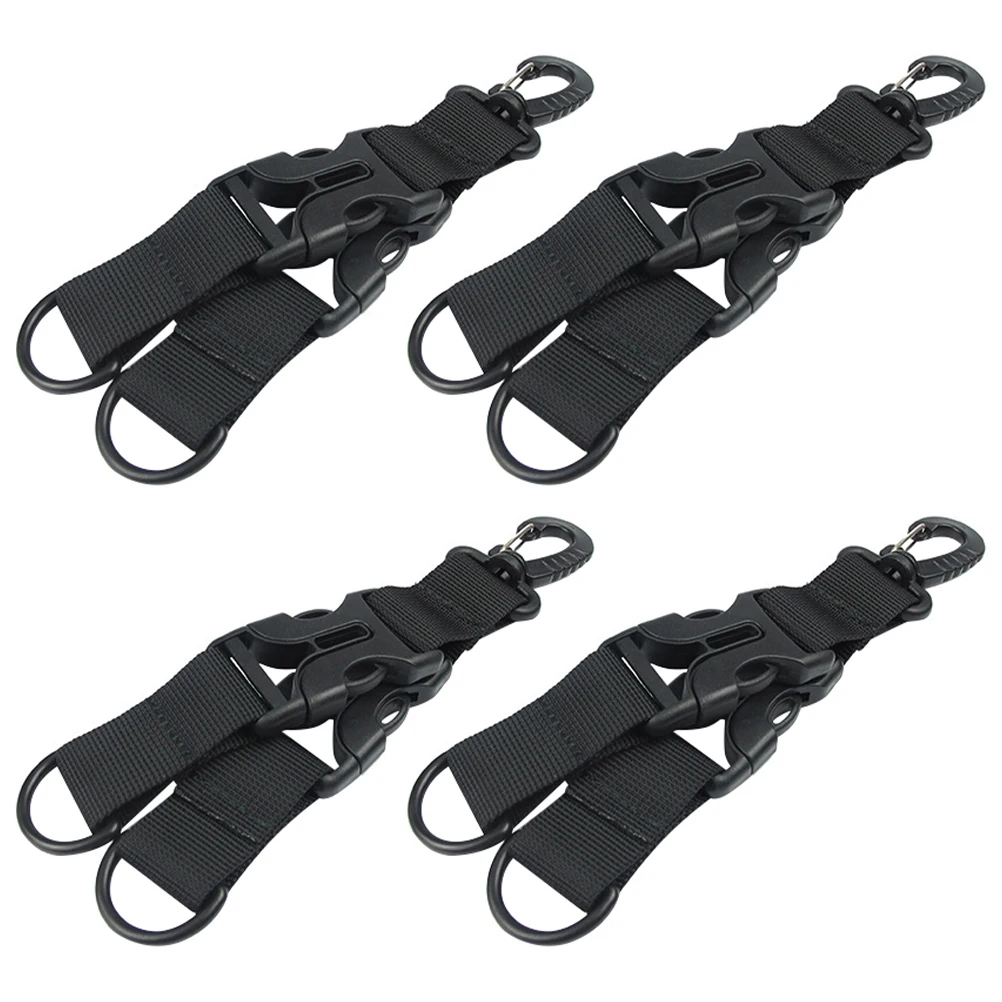 

4pcs D-shaped Carabiner Keychains Nylon Webbing Buckle Camping Equipment Buckles Outdoor Hiking Camping Equipment Secure Clip