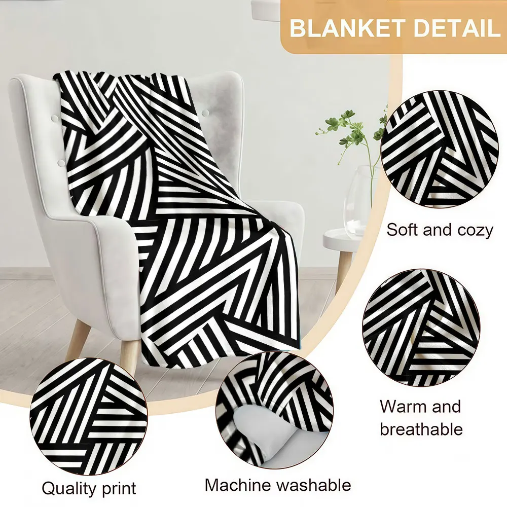 Geometric Zigzag Soft Warm Flannel Blanket Lightweight Cozy Christmas Halloween Home Decor Room