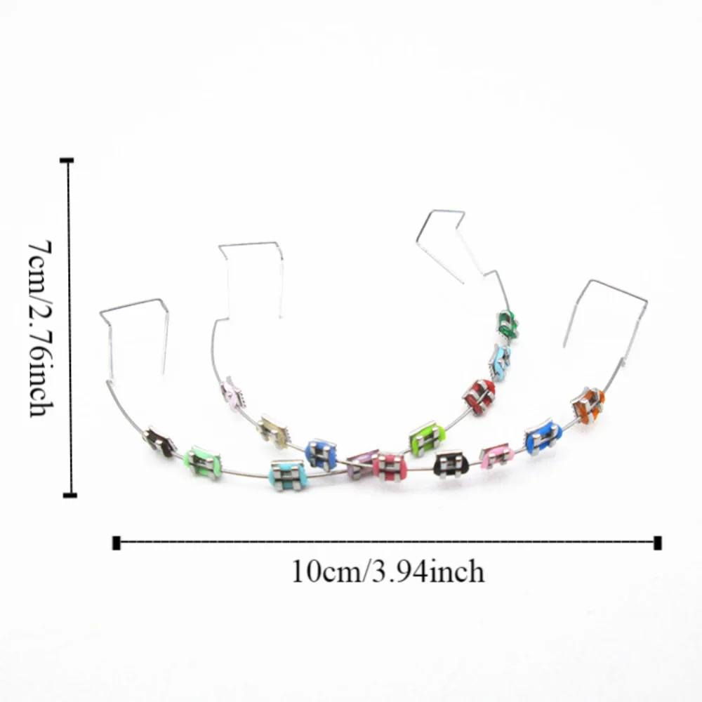 1 pair Colorful Temporary Tooth Decoration Dental Decorations with Metal Wires Orthodontic Ligature Ties Fake Brackets Braces view 5
