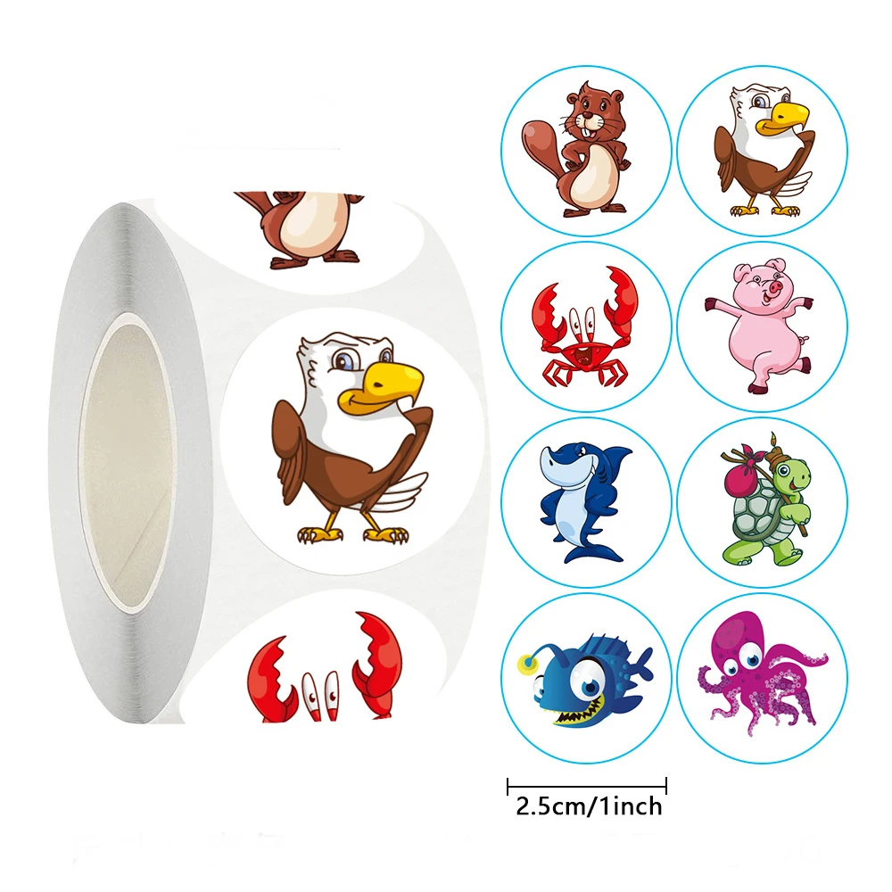 100-500pcs Cute Animal Cartoon Stickers For Envelope Encourage Reward Student Label Toys Decals Office Stationery Sticker