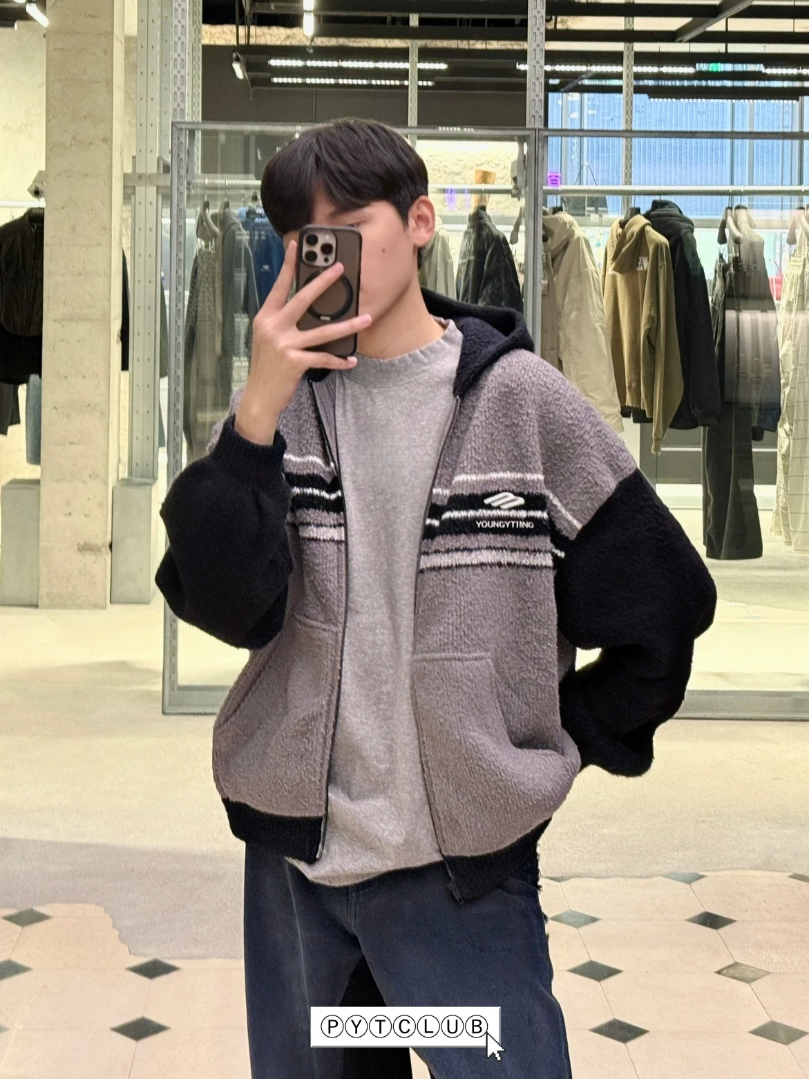

ex Knitted Hoodie Sweater with Letter Pattern in Bla And ey Casual Sle Long Sve Youth Faion Winter Wear