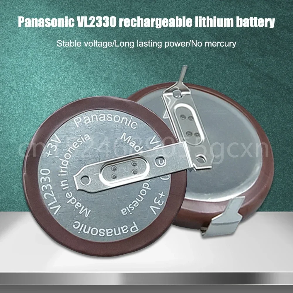 Panasonic 3V VL2330 50mAh 180 Degrees Legs Rechargeable Lithium Battery For Watch BMW Car Key Electric Toy Clock Compute