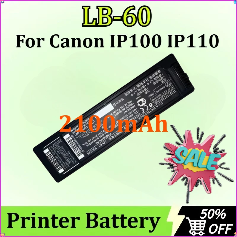 

Replacement Battery for Canon IP100 IP110 New LB-60 2100mAh Printer Battery