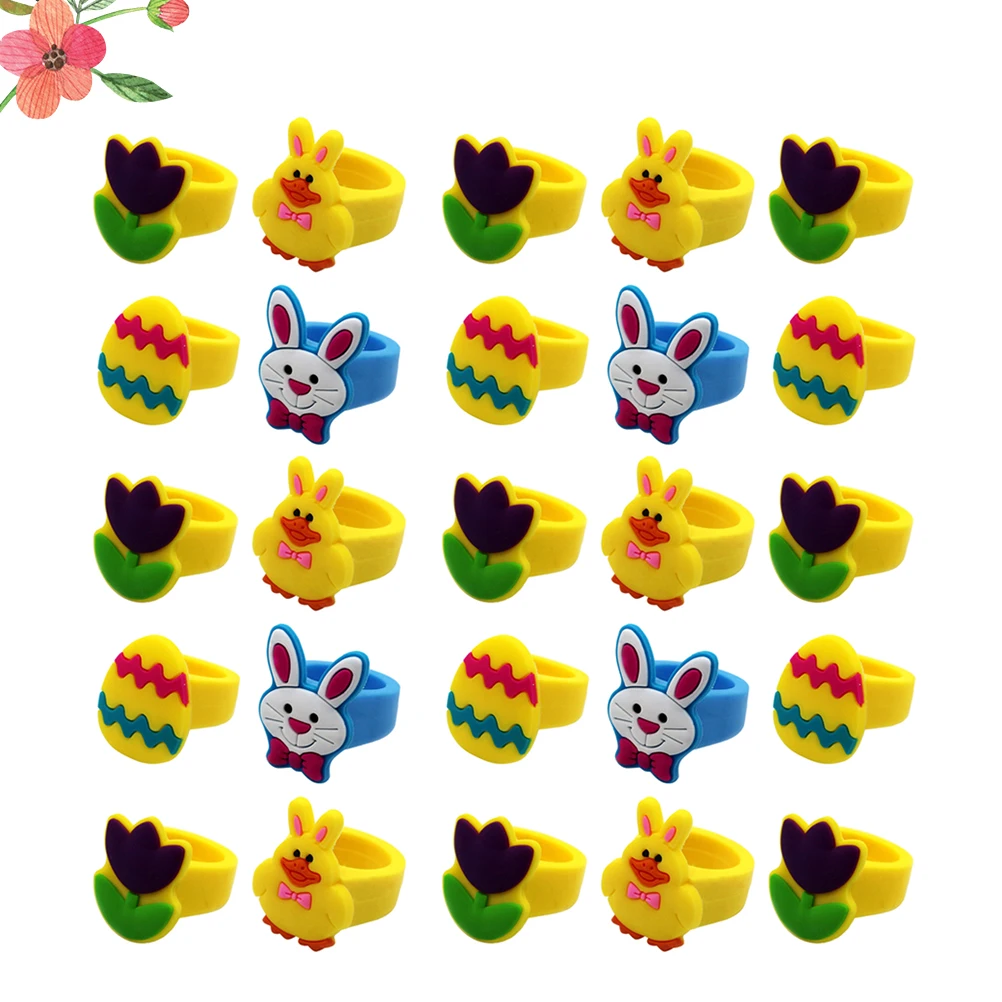 

25 PCS PVC Ring Children's Rings Jewelry for Kids The Cartoon European and American