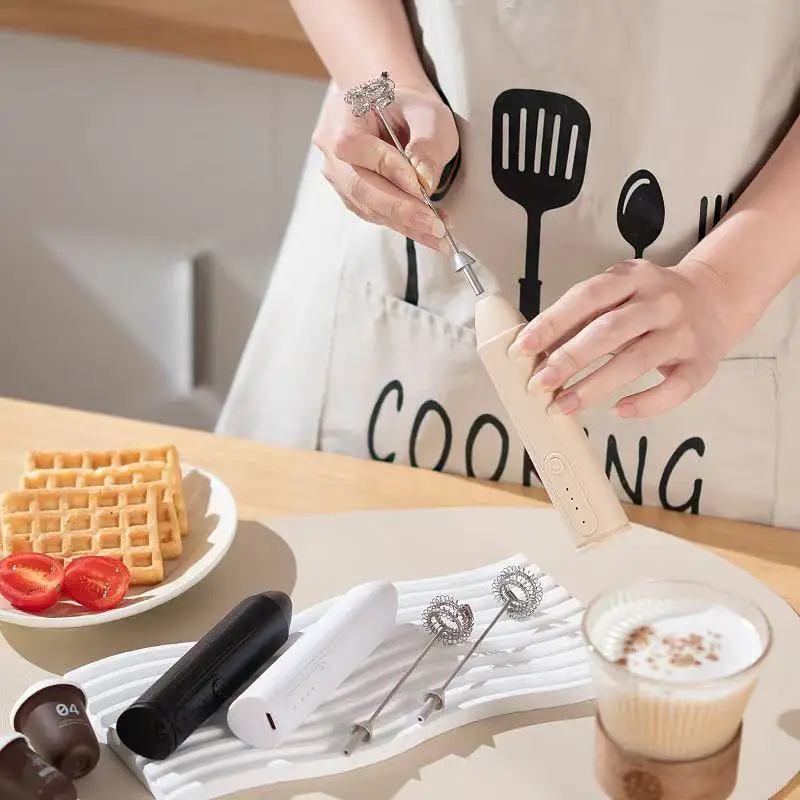 Máquina elétrica de café com leite, batedor de leite, batedor de ovos recarregável de 3 velocidades, máquina portátil de geléia de bebidas, liquidificador de cozinha