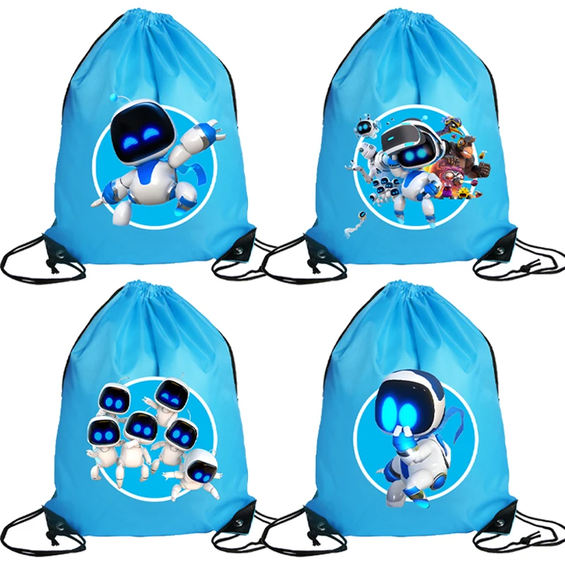 Astro Bot Drawstring 가방 방수 Drawstring 포켓 귀여운 만화 그림 인쇄 저장 가방 대용량 크리스마스 선물