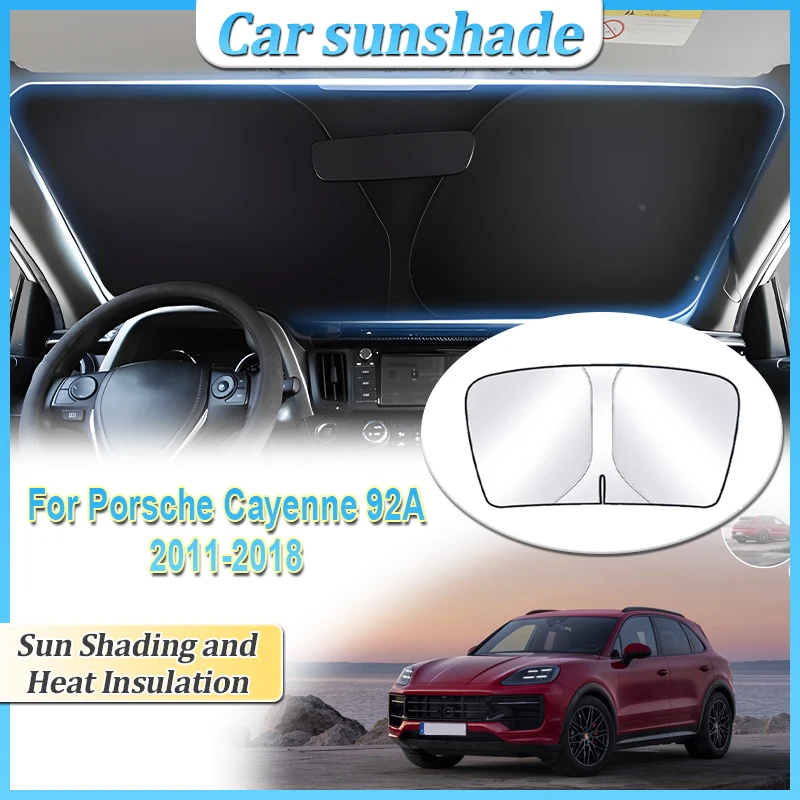 

Анти-УФ-защита для Porsche Cayenne 92A E2 2011 2012 2013 ~ 2018 автомобильная защита от солнца стальное кольцо переднего лобового стекла солнцезащитный козырек автоаксессуары