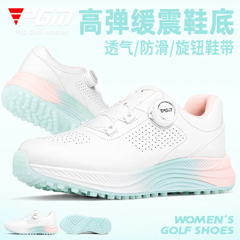 

PGM Summer Golf Women's Sneakers Women's Breathable Knobs Lace Height Increase Anti slip Women's Shoes Korean Sports
