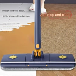 Convenient hands-free wet and dry mop imitation hand twist flat mop with scraper for cleaning glass ceilings