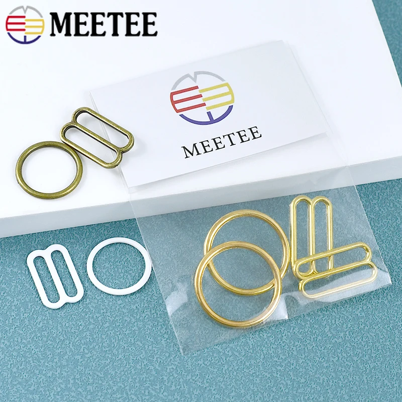 Meetee 100Sets 6-20mm Bra Rings Metal Buckle Underwear Bikini Adjust Slider Clasp Strap Connector O Ring Hook Sewing Accessories