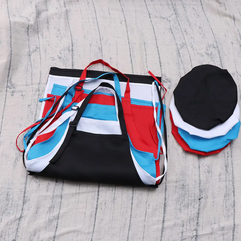 1 set Children Chef Apron Hat Set Black Adjustable Kids Cooking Baking Art Bib Kitchen Party Painting Halloween Diy Costume