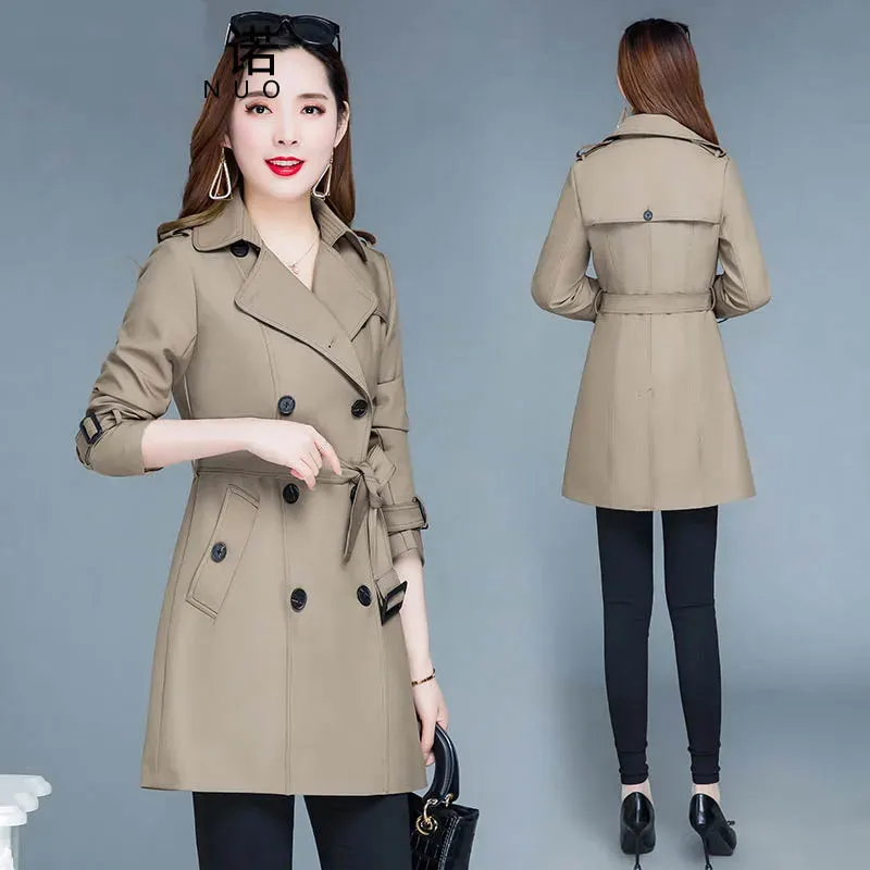 Windbreaker Women's Fashion Spring 2022 New Loose Medium And Long Classic Double-breasted Waist Temperament Coat Tide