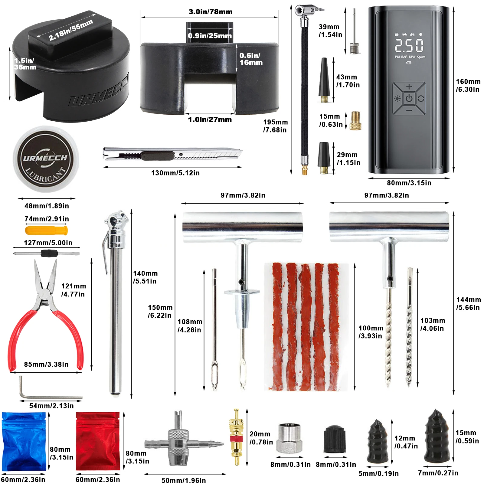 Jack Pad For BMW and Mini With Tire Inflator Portable Air Compressor Tire Repair Kit - Electric Pump 150PSI Cord Emergency Ligh