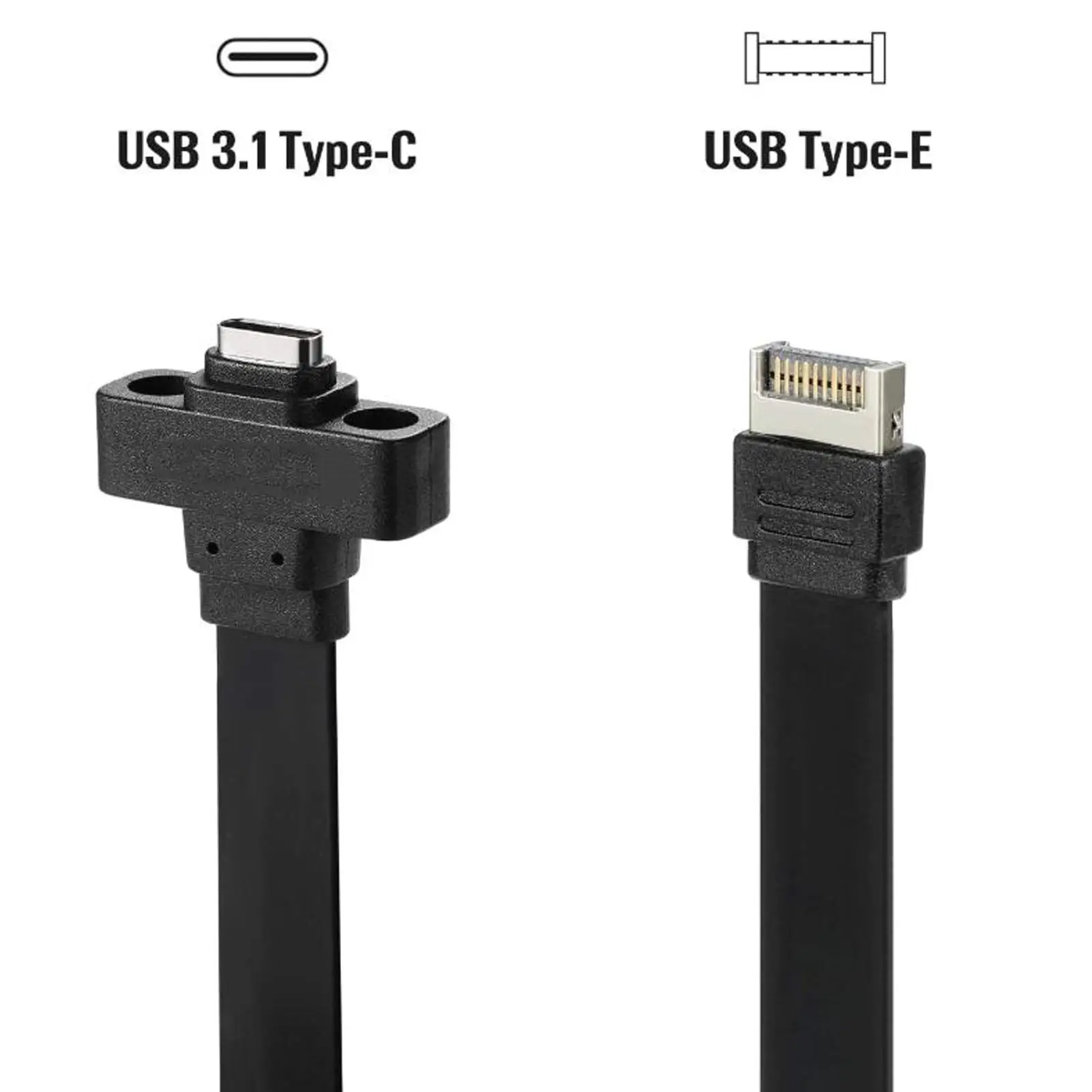 USB 3.1 Type C Front Panel Header Extension Cable 1.64ft Length Nut Design 10Gbps Flexible Type E to Type C