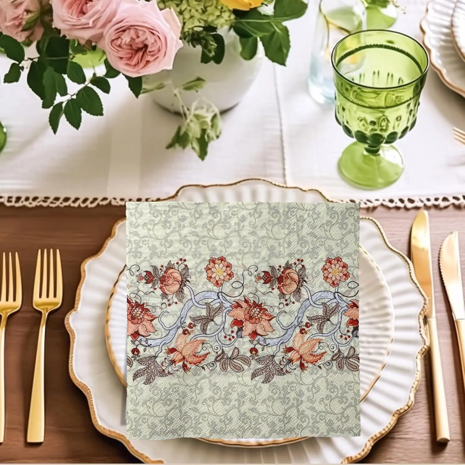 Vintage Floral Servietten Einweg Bedruckte Servietten Geburtstag Party Dekoration Urlaub Liefert Geschirr Pads Bunte Taschentücher