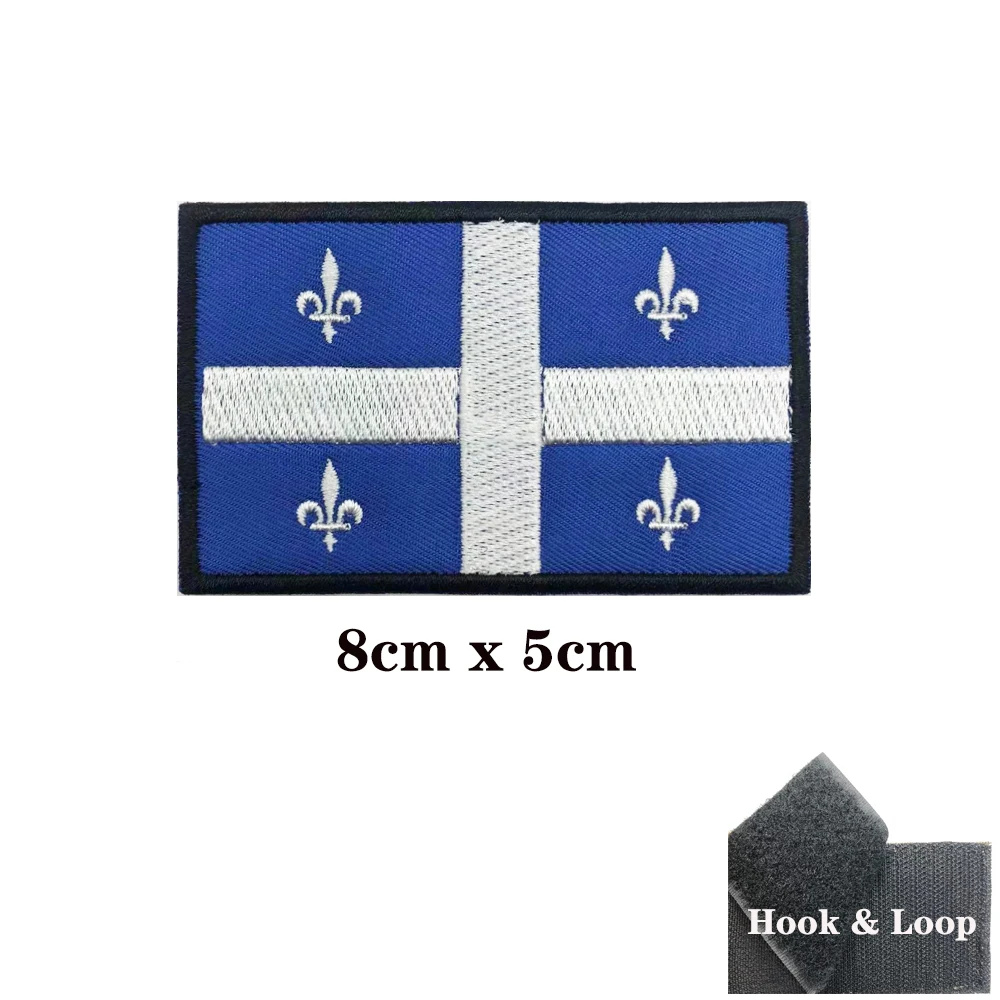 Fleurs lis Quebec Flag Patches Armband Embroidered Patch Hook & Loop Iron On Embroidery  Badge Military Stripe