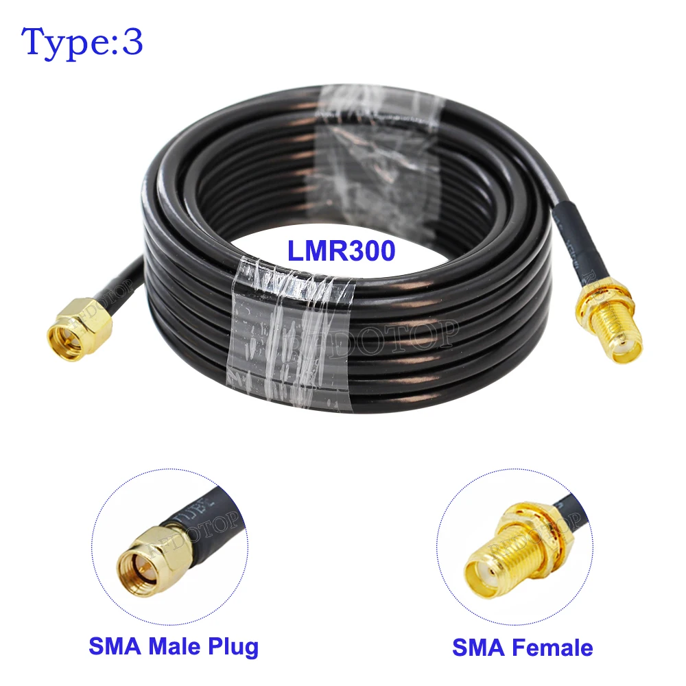 LMR-300 50-5 SMA Male Plug to SMA Female Connector WiFi Antenna Extension Cord LMR300 50 Ohm RF Coaxial Pigtail Jumper Cable