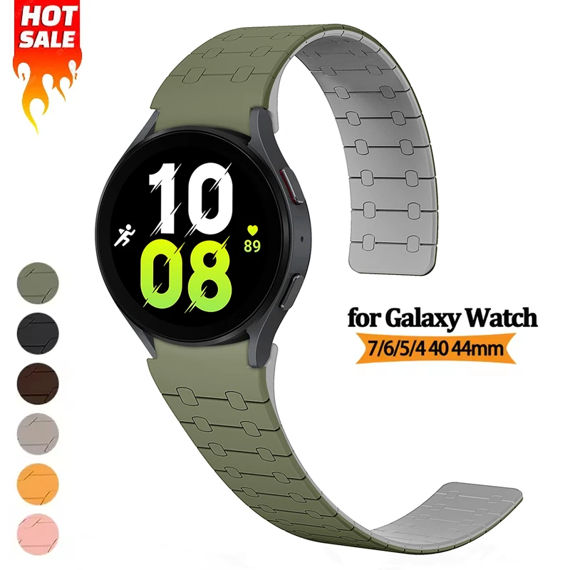

Магнитный силиконовый ремешок для Samsung Galaxy Watch 7 6 5 4 40 44 мм 6 Classic 43 мм 47 мм спортивный браслет для Galaxy 5 Pro 45