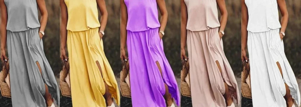 Dames Lente Zomer Effen Kleur Mouwloos O-hals Schede Casual Mode Volants Rand Comfortabele Normale Standaard Fit Jurk