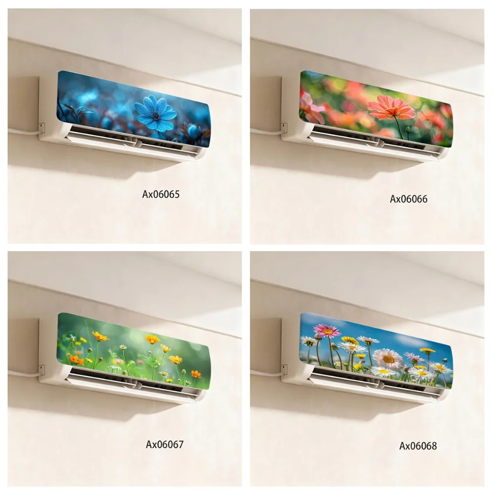 Spring Cosmos Daisy Self Adhesive Air Conditioner Sticker Wallpaper Art Wrap Waterproof Aesthetic Vinyl AC Decal Stickers