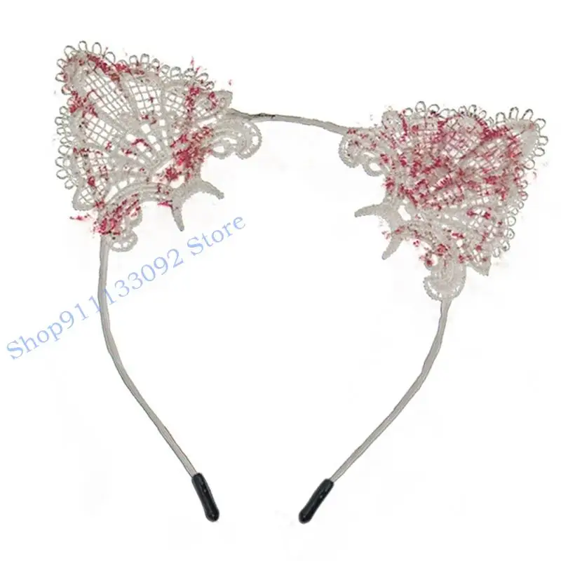 H9ED กิ๊บติดผมหูแมวแบบปรับเปลี่ยนได้ Impermeable การเฉลิมฉลองวันฮาโลวีนเพิ่มเติมทุกยุค