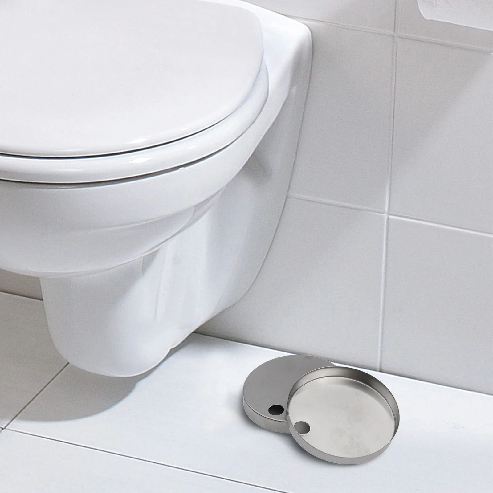 Brushed Stainless Steel Toilet Base Hinge Cover 60mm for Top Fix Toilet Bases for slim Bathroom Fixture Covers 2 Pieces