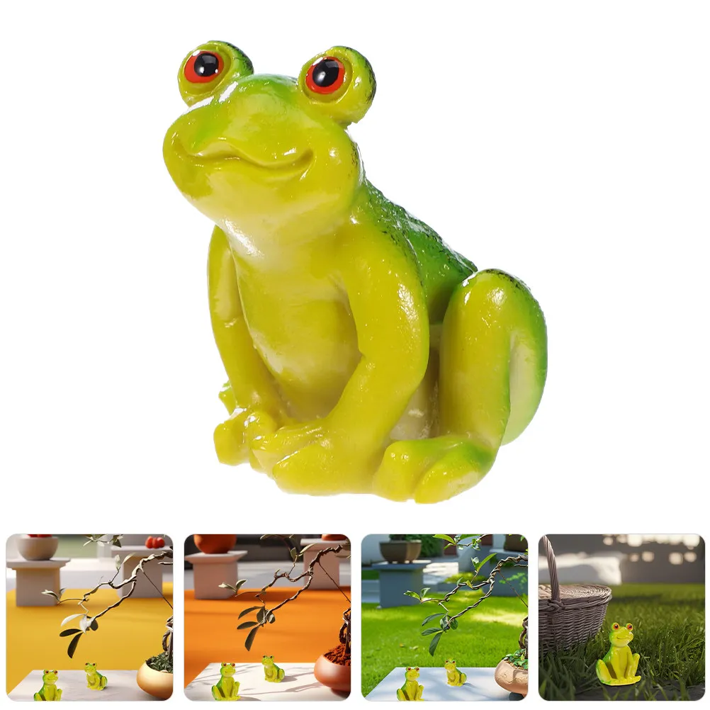 6Pcs Mini Resin Frog Garden Ornaments Realistic Hand-Painted Outdoor Decorations for Lawn Balcony Desk Micro Landscape Resin