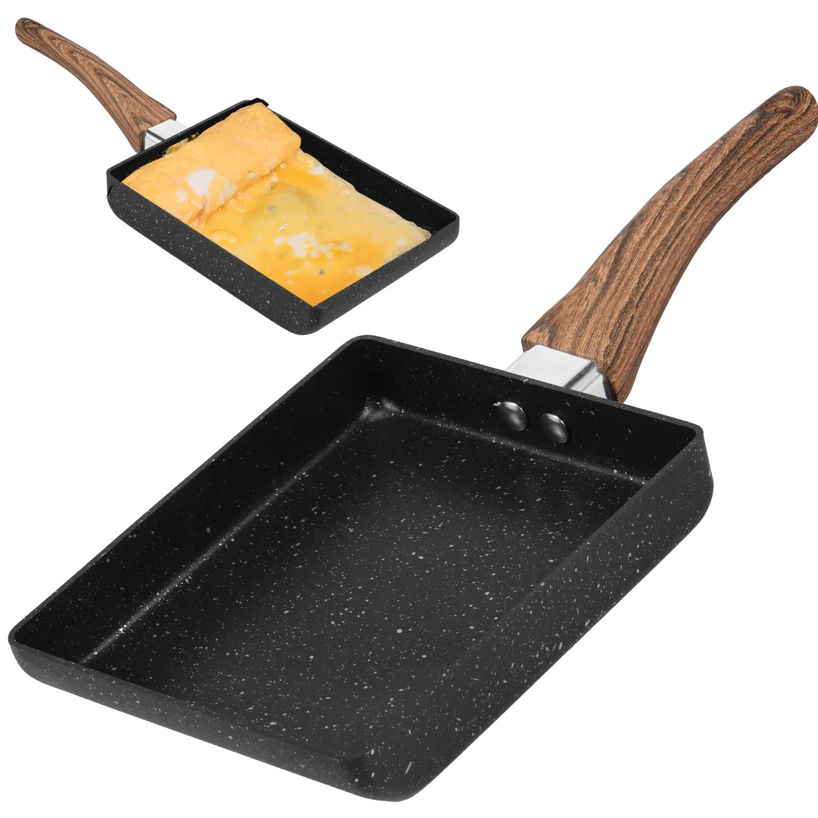 Tamagoyaki-Pfanne, 17,8 x 15,2 cm, japanische Omelettpfanne, antihaftbeschichtete Frühlingsrollenpfanne, rechteckige Bratpfanne, spülmaschinenfeste, quadratische Brat-Eierpfanne