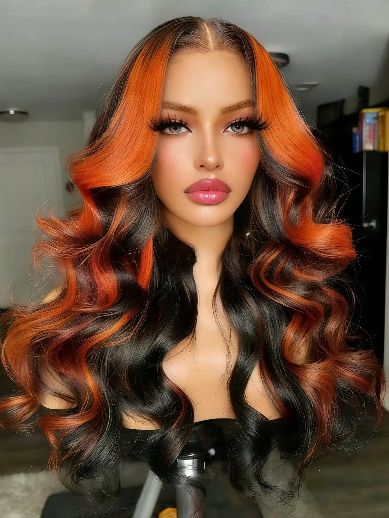 

Парик из натуральных волос 180% Ginger Orange Body Wave 13×4 HD с прозрачной кружевной передней частью, предварительно снятой линией роста волос, без клея, с детским волосом, для женщин
