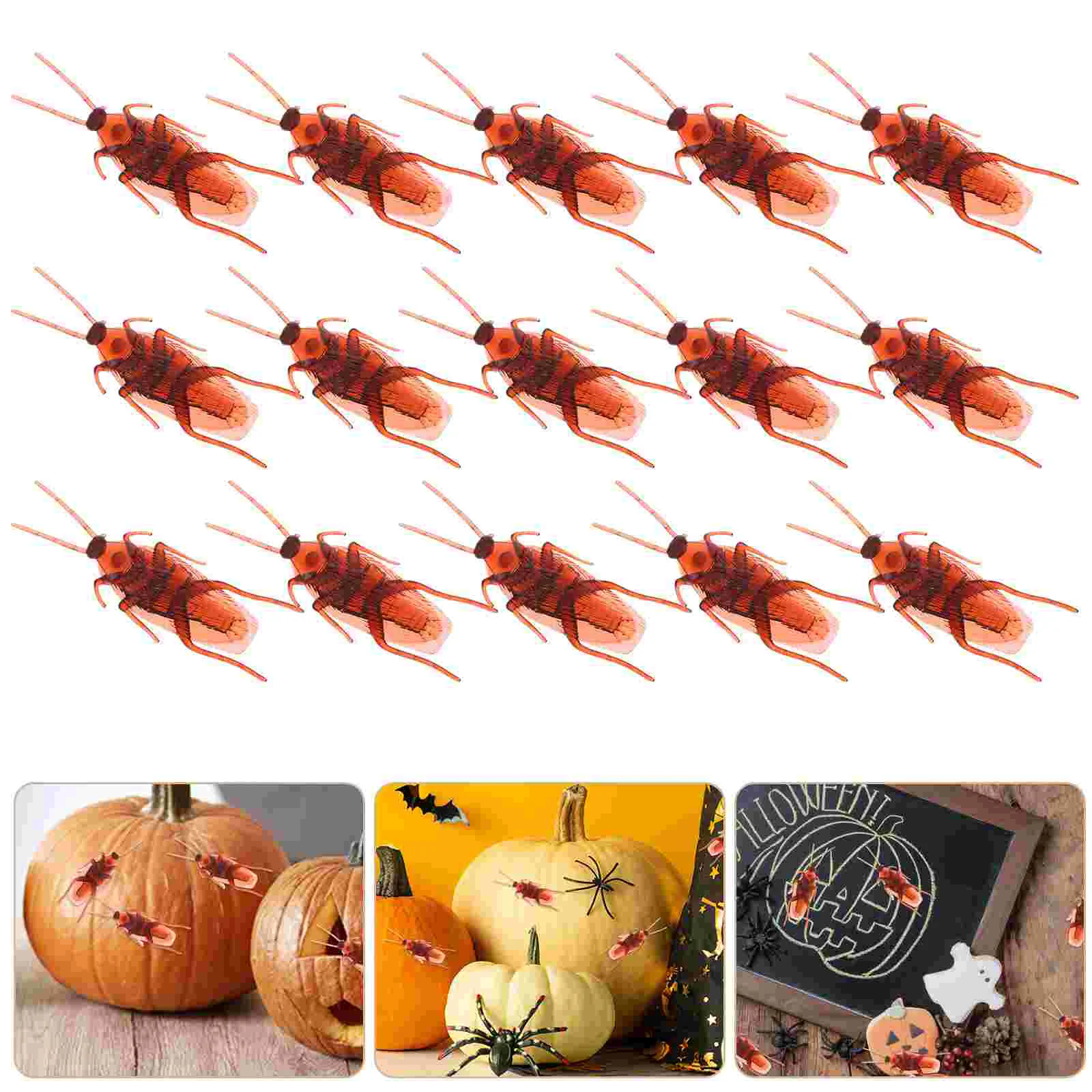 60pcs Fake Simulation Prank Novelty Plastic Bugs Look Real for Halloween (Brown) fake prank fake look real