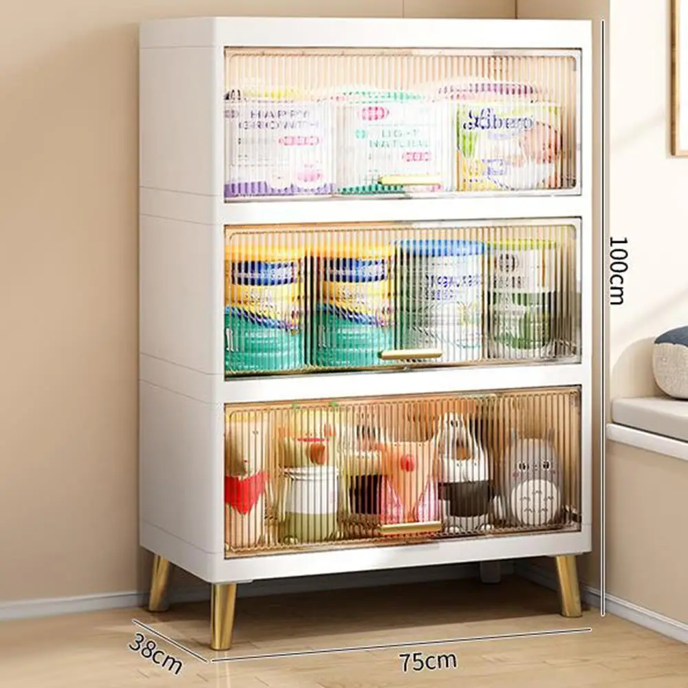 3 Layer slide-out snack storage cabinet living room toy storage box household floor multi-layer storage movable cabinet