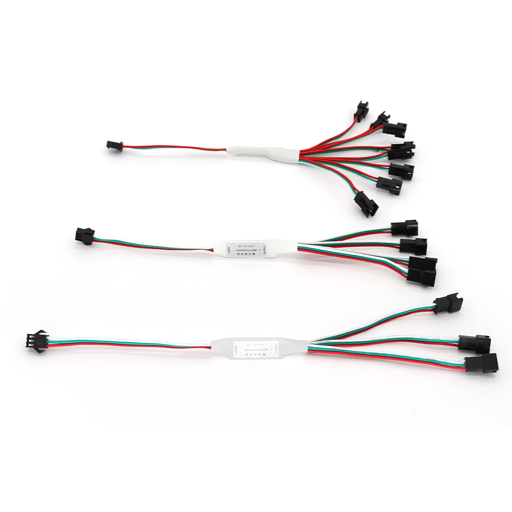 WS2812B WS2811 LED Strip Signal Amplifier Mini RGBIC Addressable Pixel LED Strip Signal Repeater 3/4/8 head 3Pin Connector