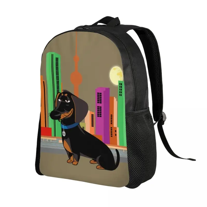 Mochila de texugo Dachshund personalizada, Bookbag básico colorido para faculdade, Weener Sausage Dog Bags para homens e mulheres