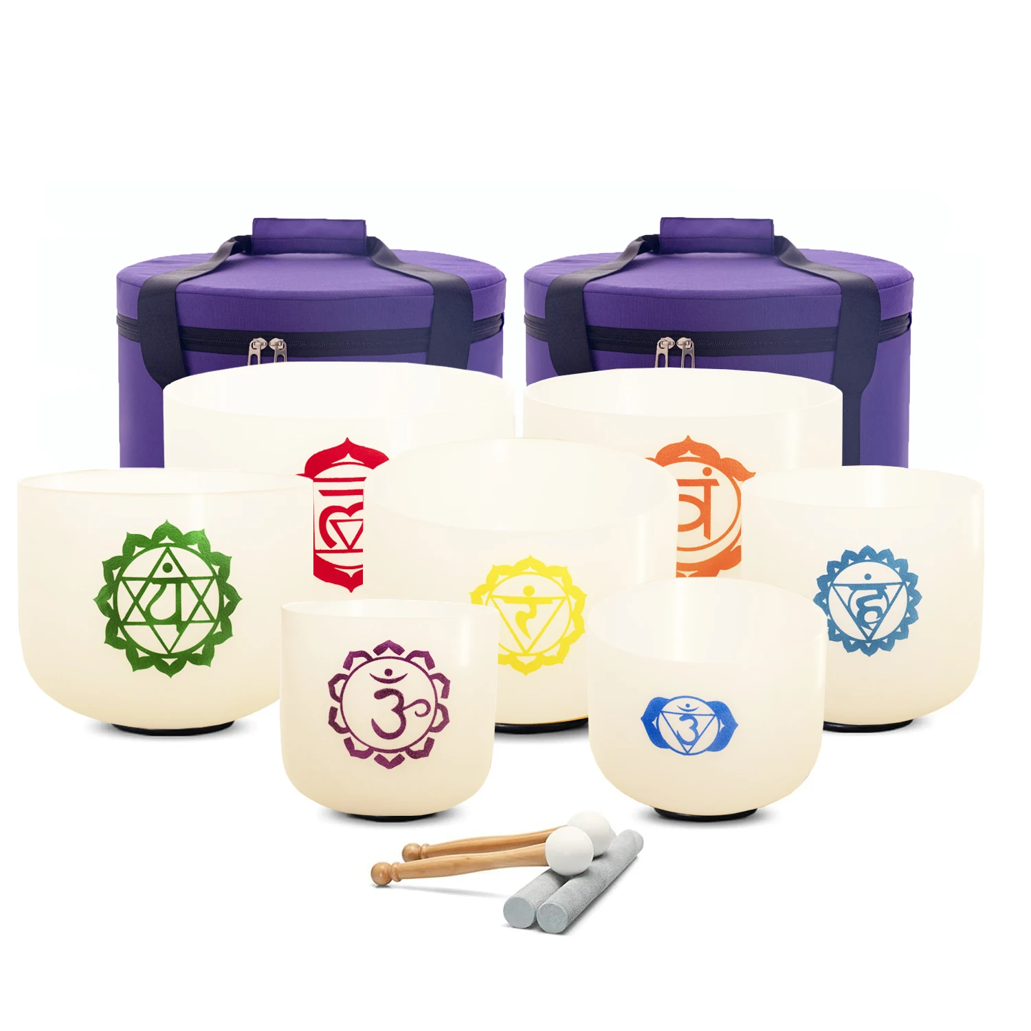 

KVKA 6-12 дюймов 7 шт. внешняя чакра дизайн хрустальная поющая чаша набор с чехлом для переноски для йоги звуковое исцеление баланс энергии