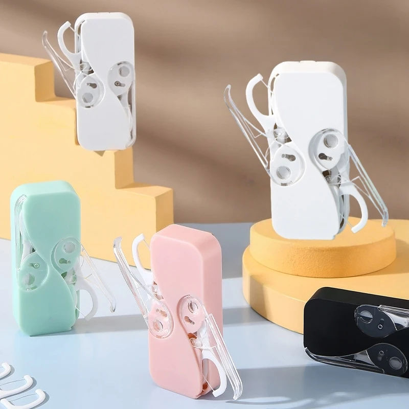 1pc Dental Floss Portable Case Reusable Mini Toothpick Dispenser Automatic Pop-up Dental Floss Dispenser with12pcs Dental Floss