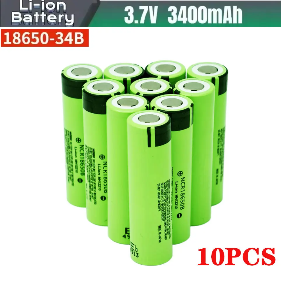 NCR18650B 3,7 V 3400 mAh 18650 100% nieuwe en originele oplaadbare batterij met puntige kop voor zaklamp, draagbare ventilator en scheerapparaat