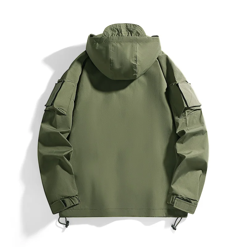 

2025 Spring New Hooded Jacket Men Fashion Outdoor Unisex Coat Solid Casual Couple Waterproof Windbreaker Parka