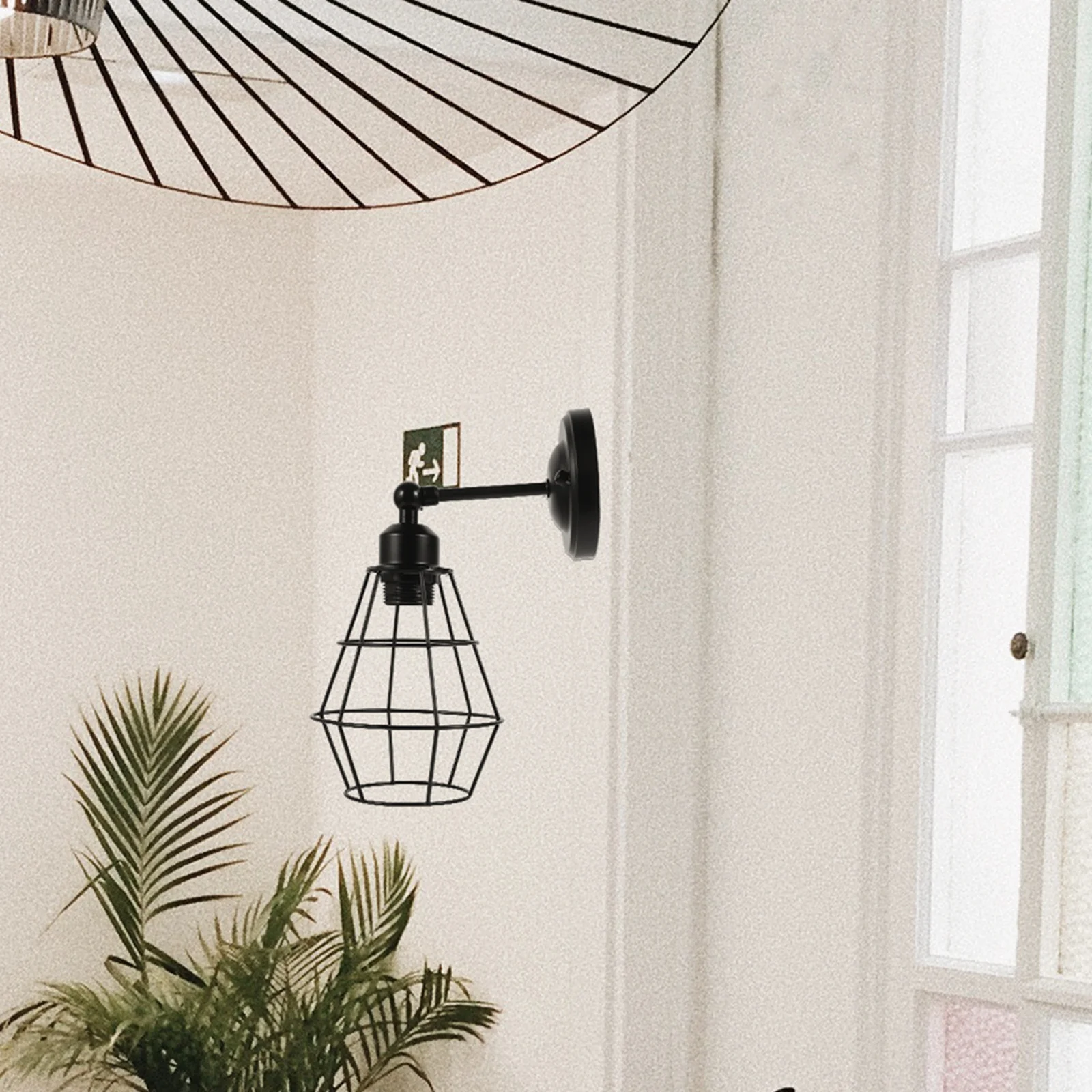 

Industrial Wall Light Vintage Iron Cage Lampshade E27 Socket Plug-In Wall Sconce For Living Room Bedroom Hallway Stairs