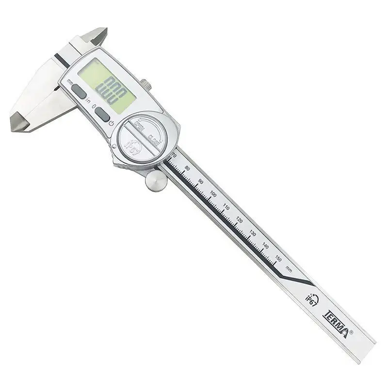 Elektroniczny, wodoodporny, cyfrowy suwmiarka o wysokiej dokładności IP67, 150 mm, ze stali nierdzewnej (bez baterii)