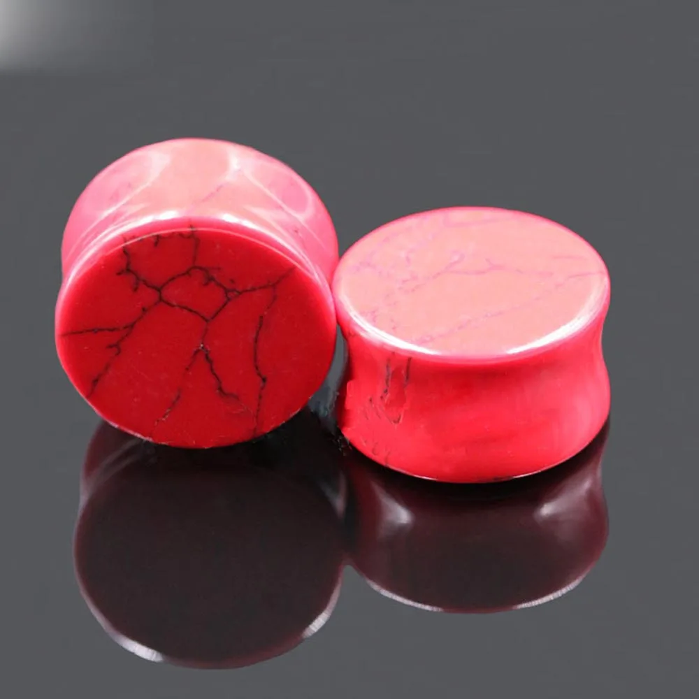 1 Paar Ohrstecker aus Naturstein, Pfau, lila Achat, strukturierter Stein, Tunnel-Plug, Dilatator, Piercing-Schmuck, 2g-5/8 Zoll – Detail 11