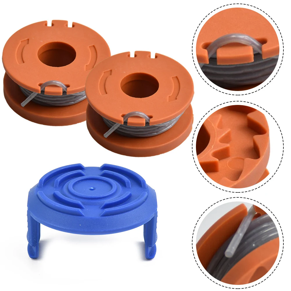 String Trimmer Parts With Spool Cap Trimmer Spool 2.5 Meters Line 2pcs/set For McGregor MET2523 Orange Outdoor Power Equipment
