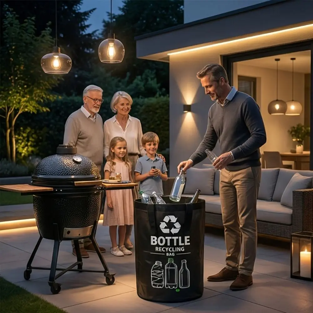 Durable 82L Empty Bottle Storage Basket Foldable with Handle Recycling Bin Large Capacity Garbage Bin Home