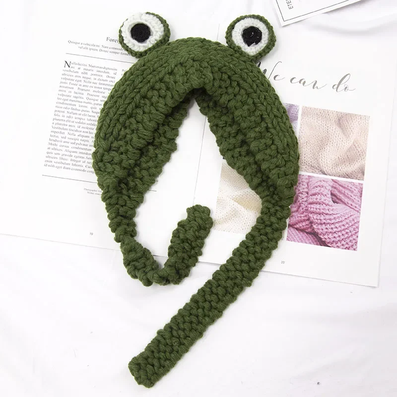 Spring Women Cute Green Frog Hat Crochet Knitted Hat Costume Beanie Hats Cap For girl Gift Hip-hop Cap Photography Prop Party