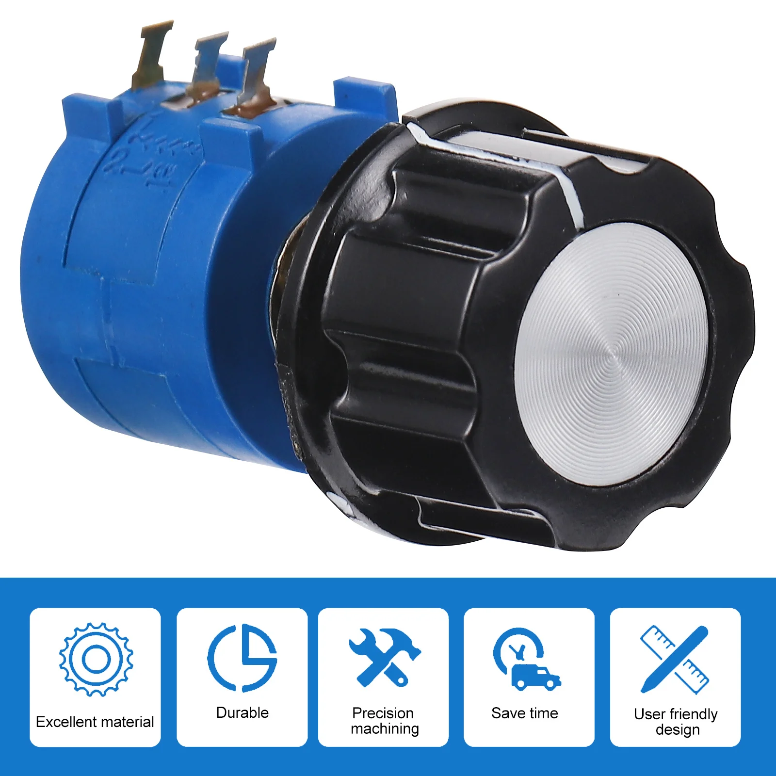 

2pcs Rotary Wire Wound Precision Potentiometer 103L A03 Knob Plastic Durable For Motor Speed Control Current Controller